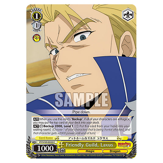 Friendly Guild, Laxus FT/S120-E022 card from the Weiss Schwarz set Fairy Tail 100 Years Quest