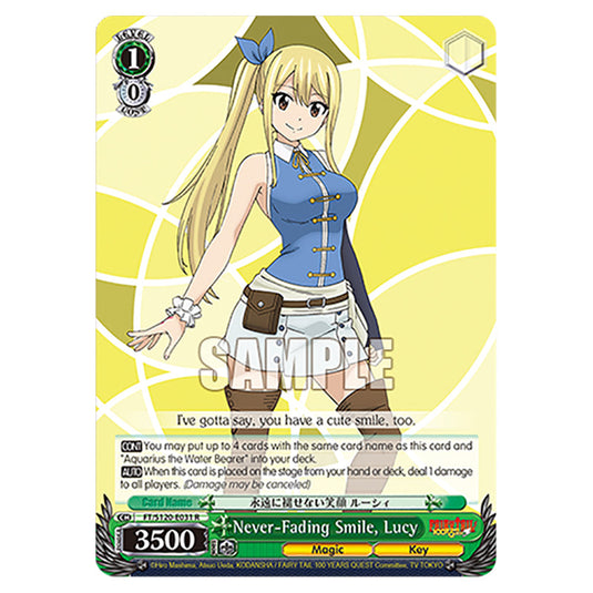 Never-Fading Smile, Lucy FT/S120-E031 card from the Weiss Schwarz set Fairy Tail 100 Years Quest