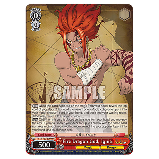 Fire Dragon God, Ignia FT/S120-E060 card from the Weiss Schwarz set Fairy Tail 100 Years Quest