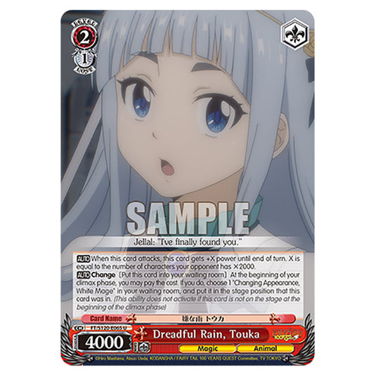 Dreadful Rain, Touka FT/S120-E065 card from the Weiss Schwarz set Fairy Tail 100 Years Quest