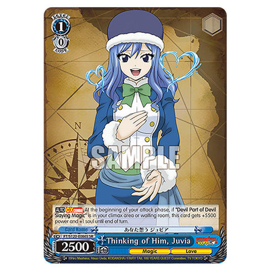 Thinking of Him, Juvia FT/S120-E086S card from the Weiss Schwarz set Fairy Tail 100 Years Quest