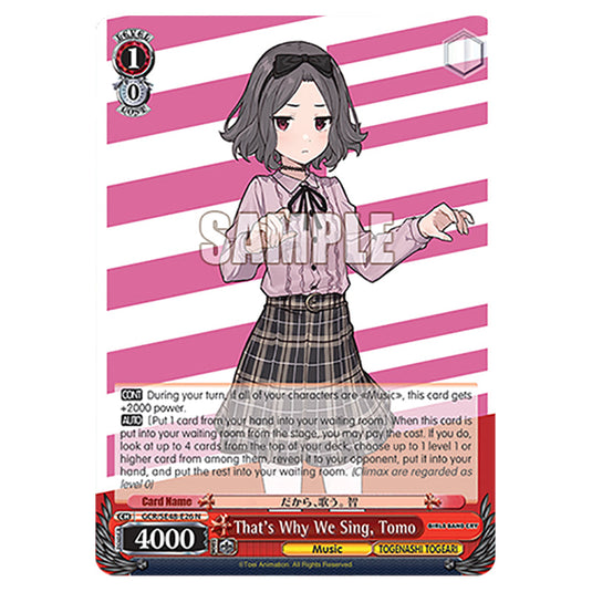 Character GCR/SE48-E26 card from the Weiss Schwarz set Girls Band Cry