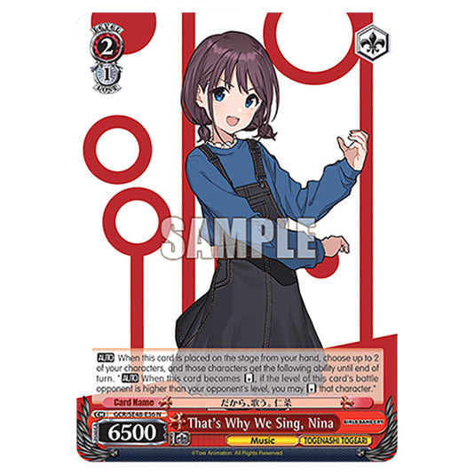 Character GCR/SE48-E36 card from the Weiss Schwarz set Girls Band Cry