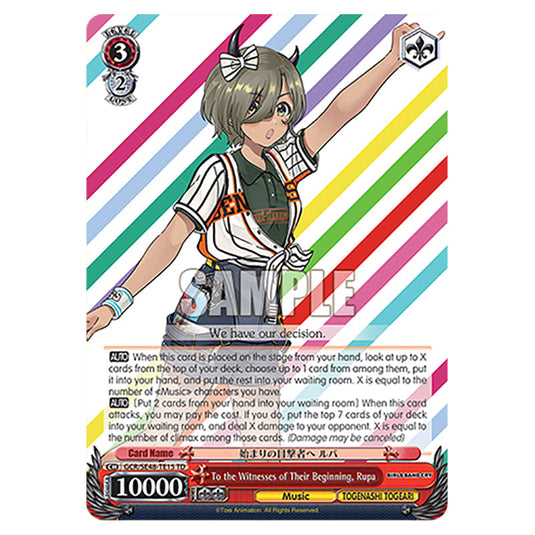 Character GCR/SE48-TE15 card from the Weiss Schwarz set Girls Band Cry