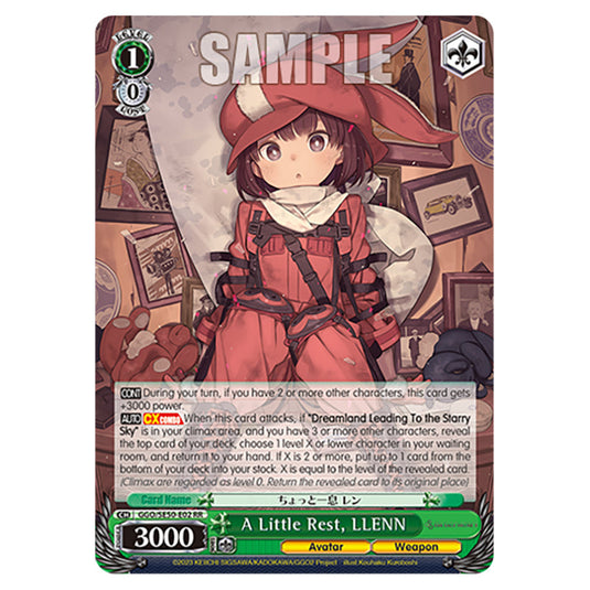 A Little Rest, LLENN GGO/SE50-E02 card from the Weiss Schwarz set SAO Alternative - Gun Gale Online - 2