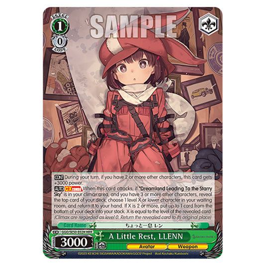 A Little Rest, LLENN GGO/SE50-E02H card from the Weiss Schwarz set SAO Alternative - Gun Gale Online - 2