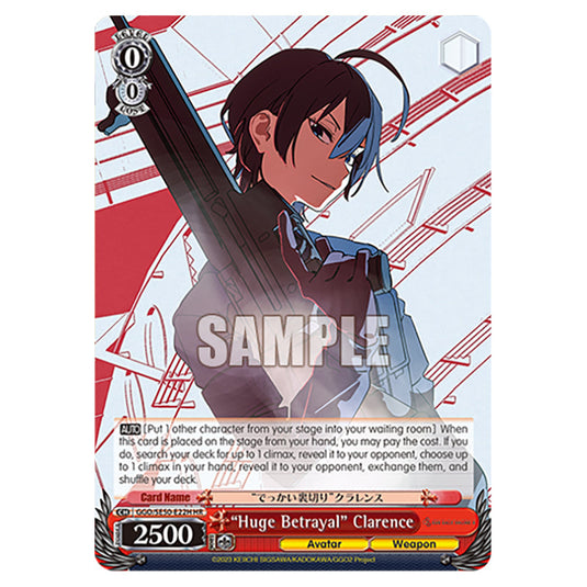 “Huge Betrayal” Clarence GGO/SE50-E22H card from the Weiss Schwarz set SAO Alternative - Gun Gale Online - 2
