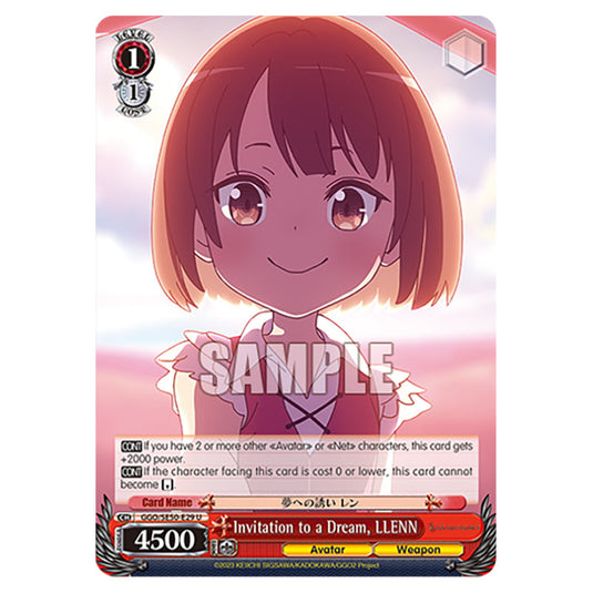 Invitation to a Dream, LLENN GGO/SE50-E29 card from the Weiss Schwarz set SAO Alternative - Gun Gale Online - 2