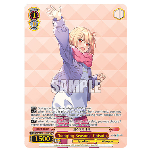 Changing Seasons, Chisato Character card from the Weiss Schwarz set Lycoris Recoil - Premium Booster LRC/WE47-E18LRP
