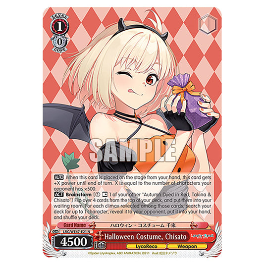 Halloween Costume, Chisato Character card from the Weiss Schwarz set Lycoris Recoil - Premium Booster LRC/WE47-E21