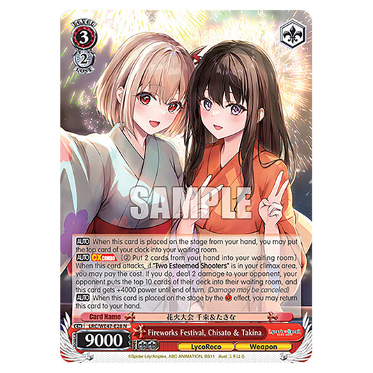 Fireworks Festival, Chisato & Takina Character card from the Weiss Schwarz set Lycoris Recoil - Premium Booster LRC/WE47-E28