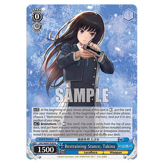 Restraining Stance, Takina Character card from the Weiss Schwarz set Lycoris Recoil - Premium Booster LRC/WE47-E38