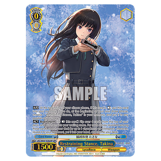 Restraining Stance, Takina Character card from the Weiss Schwarz set Lycoris Recoil - Premium Booster LRC/WE47-E38LRP