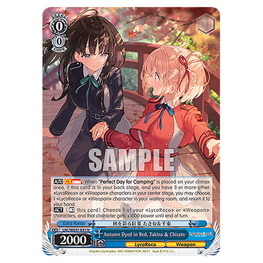 Autumn Dyed in Red, Takina & Chisato Character card from the Weiss Schwarz set Lycoris Recoil - Premium Booster LRC/WE47-E41