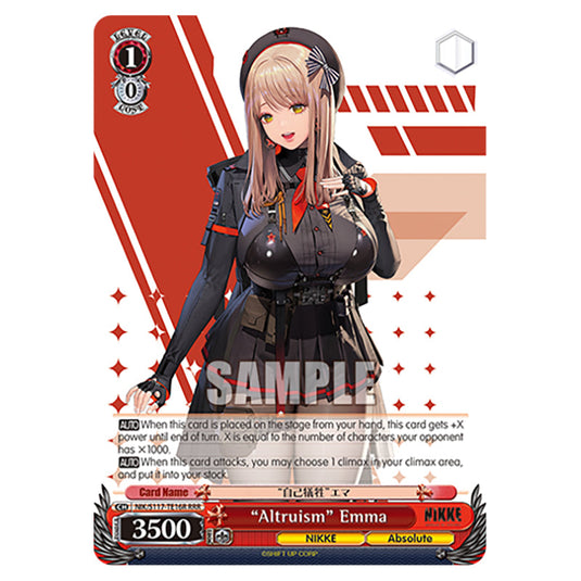Character NIK/S117-TE16R card from the Weiss Schwarz set GODDESS OF VICTORY: NIKKE