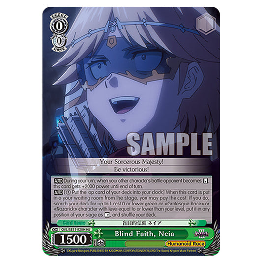 Blind Faith, Neia OVL/SE51-E28H card from the Weiss Schwarz set Nazarick: Tomb of the Undead Vol.3