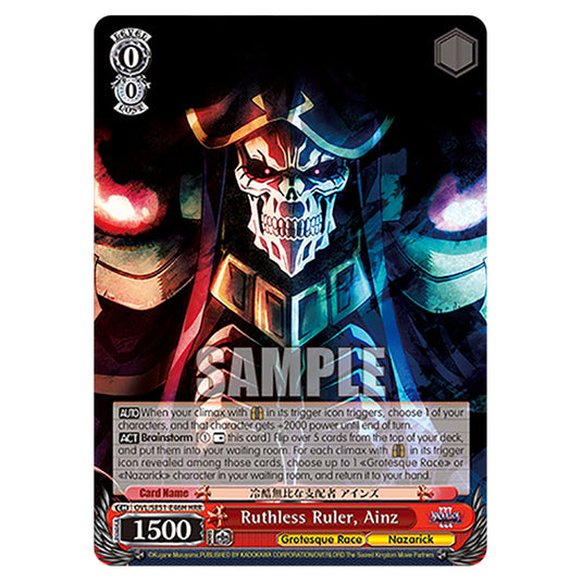 Ruthless Ruler, Ainz OVL/SE51-E46H card from the Weiss Schwarz set Nazarick: Tomb of the Undead Vol.3