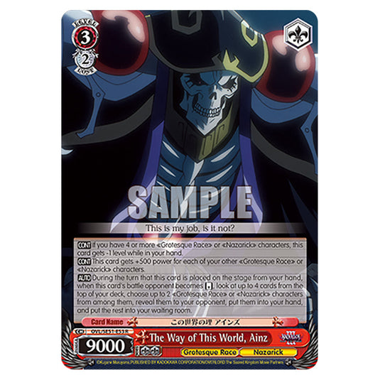 The Way of This World, Ainz OVL/SE51-E53 card from the Weiss Schwarz set Nazarick: Tomb of the Undead Vol.3