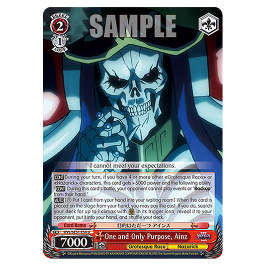One and Only Purpose, Ainz OVL/SE51-E56 card from the Weiss Schwarz set Nazarick: Tomb of the Undead Vol.3