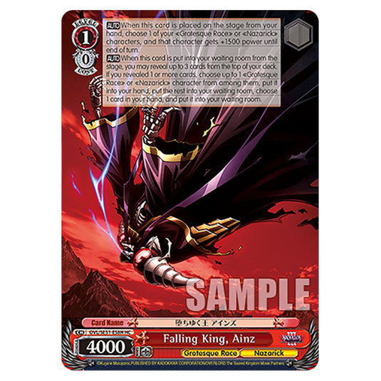 Falling King, Ainz OVL/SE51-E58H card from the Weiss Schwarz set Nazarick: Tomb of the Undead Vol.3
