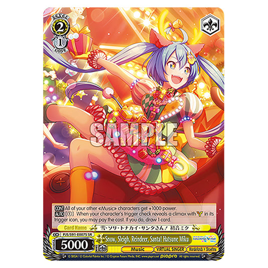 Snow, Sleigh, Reindeer, Santa! Hatsune Miku PJS/S91-E007S card from the Weiss Schwarz set Hatsune Miku: Colourful Stage!