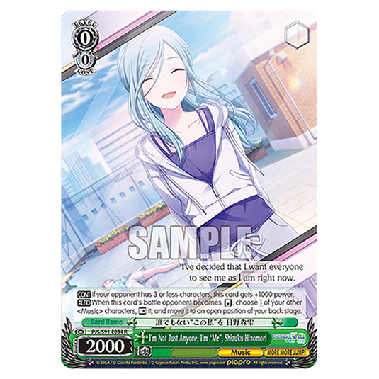 I'm Not Just Anyone, I'm “Me”, Shizuku Hinomori PJS/S91-E034 card from the Weiss Schwarz set Hatsune Miku: Colourful Stage!