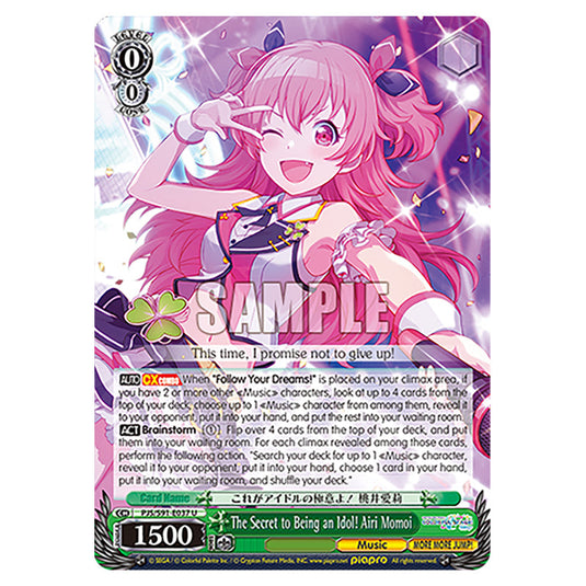 The Secret to Being an Idol! Airi Momoi PJS/S91-E037 card from the Weiss Schwarz set Hatsune Miku: Colourful Stage!