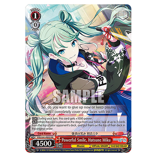 Powerful Smile, Hatsune Miku PJS/S91-PE02 card from the Weiss Schwarz set Hatsune Miku: Colourful Stage!