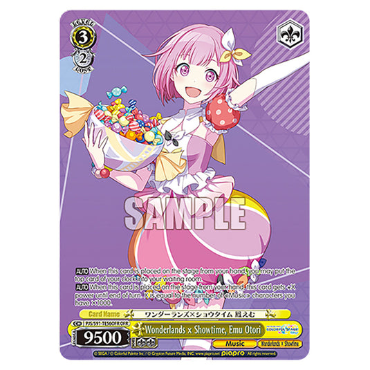 Wonderlands × Showtime, Emu Otori PJS/S91-TE56OFR card from the Weiss Schwarz set Hatsune Miku: Colourful Stage!
