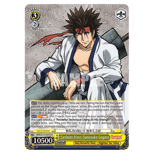 Zanbato User, Sanosuke Sagara RKN/S115-E013 card from the Weiss Schwarz set Rurouni Kenshin