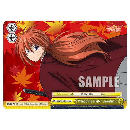 Wandering Master Swordsman RKN/S115-TE12R card from the Weiss Schwarz set Rurouni Kenshin