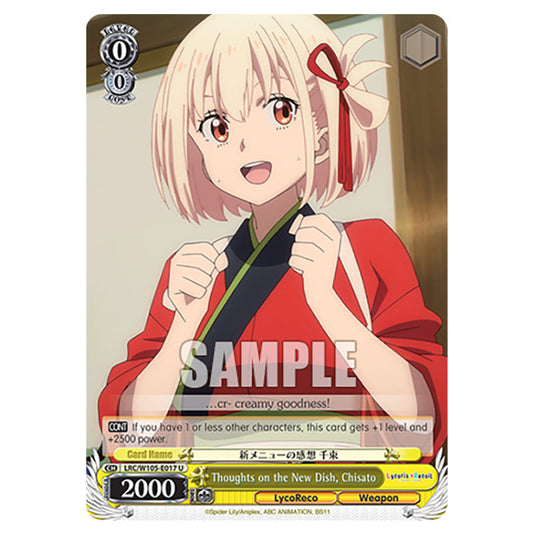 Weiss Schwarz - Lycoris Recoil - Thoughts on the New Dish, Chisato (U) WSSC-LRC/W105-E017