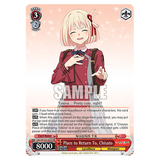 Weiss Schwarz - Lycoris Recoil - Place to Return To, Chisato (RR) WSSC-LRC/W105-E035