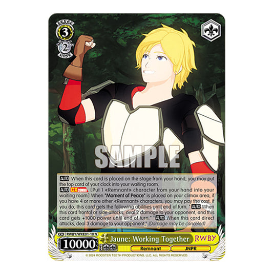 Jaune: Working Together RWBY/WXE01-10 card from the Weiss Schwarz set RWBY Volume 4