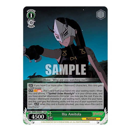 Ilia Amitola RWBY/WXE01-18 card from the Weiss Schwarz set RWBY Volume 4