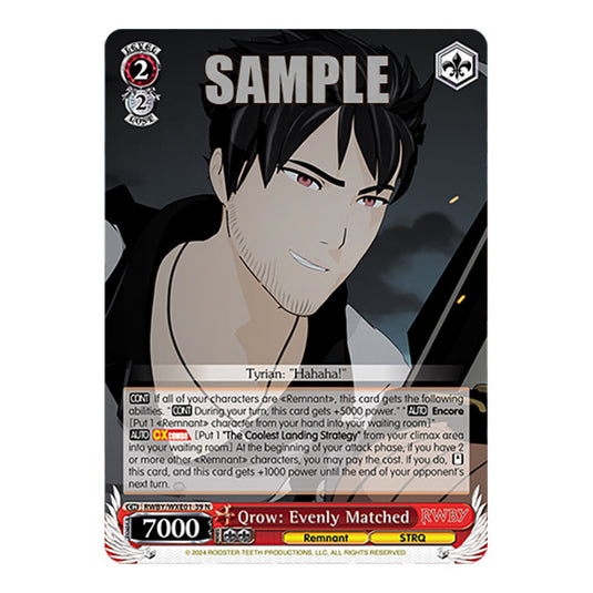 Qrow: Evenly Matched RWBY/WXE01-39 card from the Weiss Schwarz set RWBY Volume 4