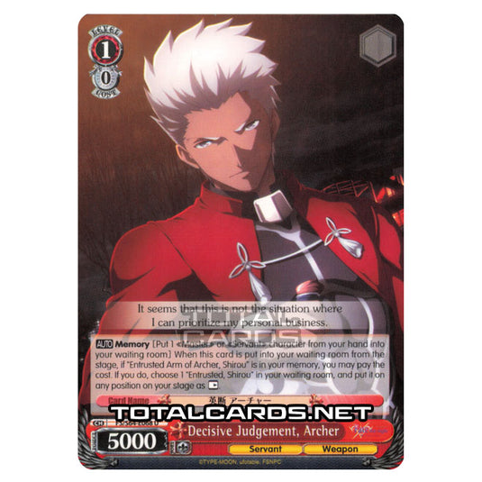 Weiss Schwarz - Fate/stay night (Heaven’s Feel) - Decisive Judgement, Archer (U) FS/S64-E068