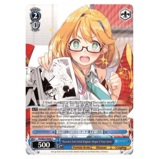 Weiss Schwarz - Fujimi Fantasia Bunko - Illustrator from United Kingdom, Ahegao W Peace Sensei (Common) Fii/W65-E096