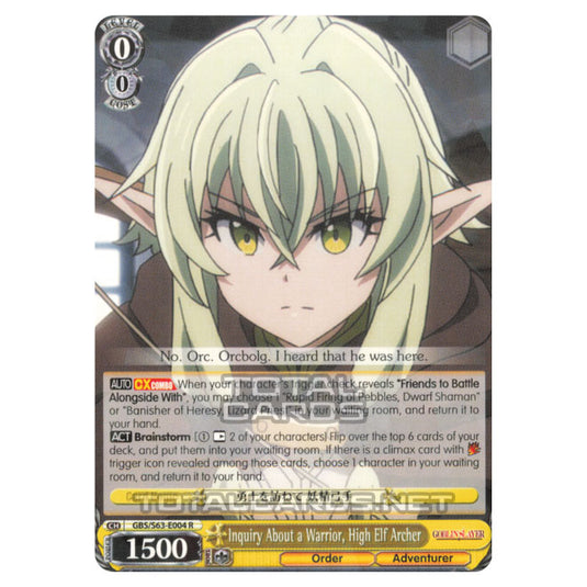 Weiss Schwarz - Goblin Slayer - Inquiry About a Warrior, High Elf Archer (SR) GBS/S63-E004S