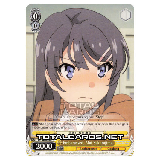 Weiss Schwarz - Rascal Does Not Dream of Bunny Girl Senpai - Embarassed, Mai Sakurajima (Common) SBY/W64-E016