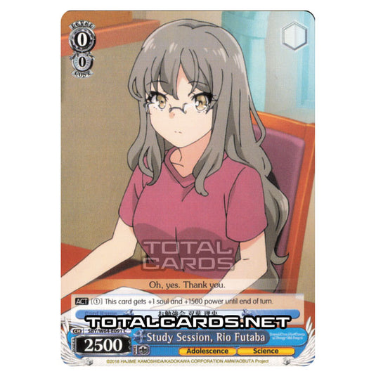 Weiss Schwarz - Rascal Does Not Dream of Bunny Girl Senpai - Study Session, Rio Futaba (Common) SBY/W64-E091