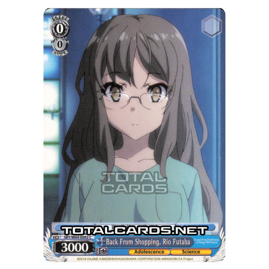 Weiss Schwarz - Rascal Does Not Dream of Bunny Girl Senpai - Back From Shopping, Rio Futaba (Common) SBY/W64-E092