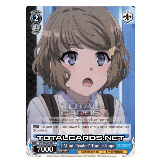 Weiss Schwarz - Rascal Does Not Dream of Bunny Girl Senpai - Mind-Reader? Tomoe Koga (Common) SBY/W64-E096