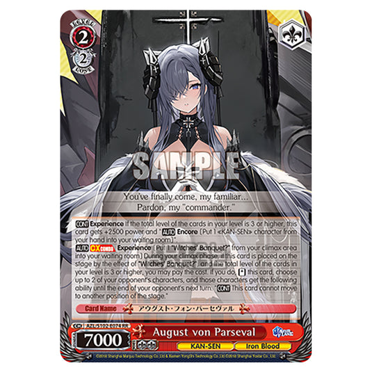 Weiss Schwarz - Azur Lane - August von Parseval (RR) AZL/S102-E074