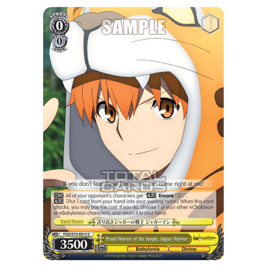 Weiss Schwarz - Fate/Grand Order Absolute Demonic Front: Babylonia - Proud Warrior of the Jungle, Jaguar Warrior (C) FGO/S75-E013