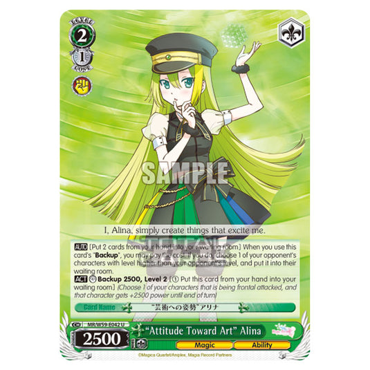 Weiss Schwarz - Magia Record - Puella Magi Madoka Magica Side Story - "Attitude Toward Art" Alina (U) MR/W59-E042