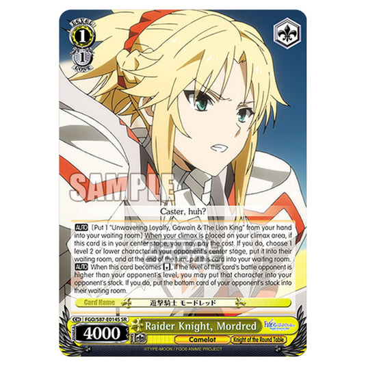 Weiss Schwarz - Fate/Grand Order THE MOVIE - Divine Realm of the Round Table Camelot - Raider Knight, Mordred (SR) FGO/S87-E014S