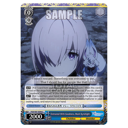 Weiss Schwarz - Fate/Grand Order THE MOVIE - Divine Realm of the Round Table Camelot - Entrusted With Goodness, Mash Kyrielight (C) FGO/S87-E094
