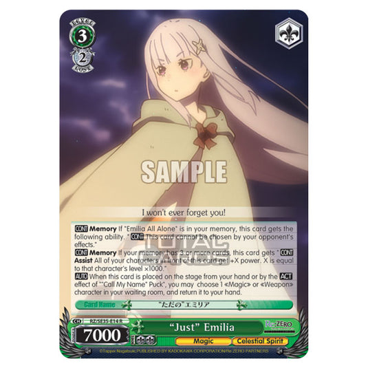 Weiss Schwarz - Re:ZERO - Starting Life in Another World - The Frozen Bond - "Just" Emilia (R) RZ/SE35-E14