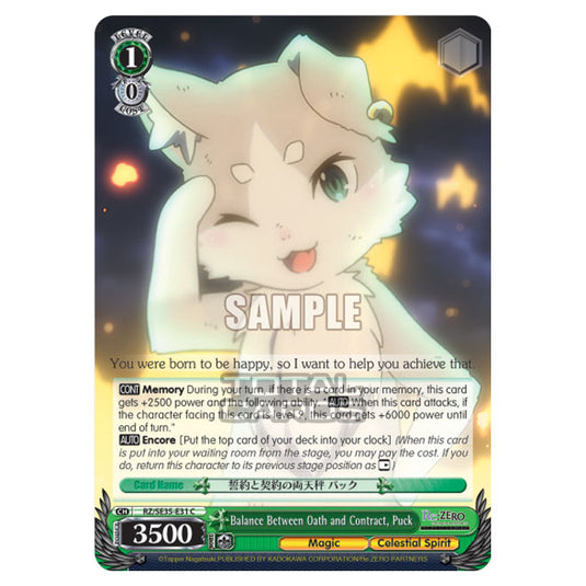 Weiss Schwarz - Re:ZERO - Starting Life in Another World - The Frozen Bond - Balance Between Oath and Contract, Puck (C) RZ/SE35-E31